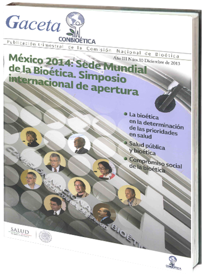 Portada de Gaceta CONBIOÉTICA. México 2014: Sede mundial de la bioética. simposio internacional de apertura