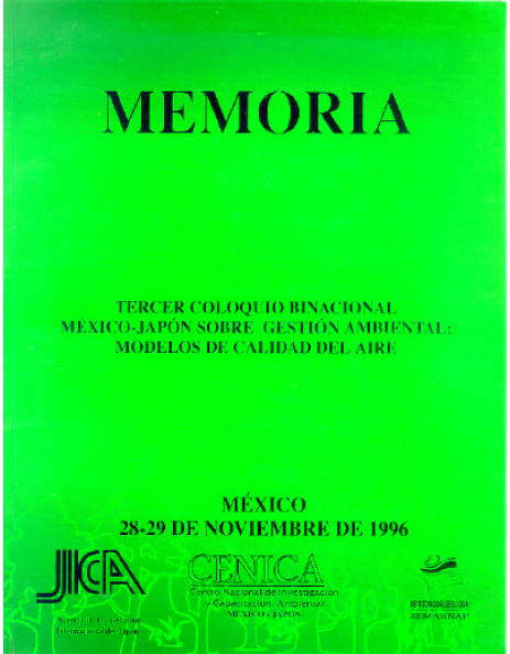 Portada de Memoria tercer coloquio binacional México-Japón sobre ambiental: Modelos de calidad del aire