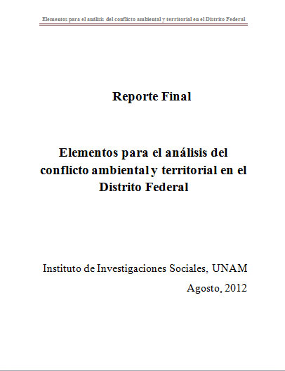 Portada de Elementos para el análisis del conflicto ambiental y territorial en el Distrito Federal 